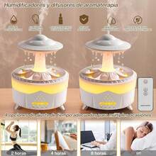 Essential Oil Diffuser: 550ml Water Drip Rain Humidifier Air Humidifier, Aroma Diffuser - Colors With Remote Control Timer, For Home And Office (White) - 白色的 - 查看 10