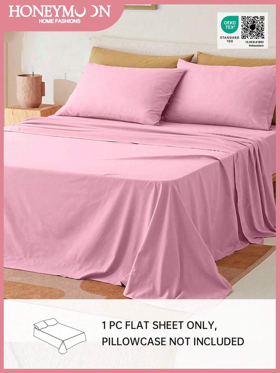 1 pièce Drap de lit, 80g/m² Super doux en microfibre, hypoallergénique, respirant, lavable en machine, résistant aux plis, résistant à la décoloration, résistant au rétrécissement, couleur unie, tissu en polyester, tissage durable, convient pour la maison et l'école, certifié Oeko-Tex - Rose vif - Voir 1