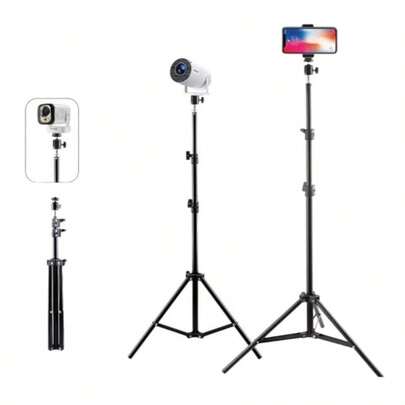 21.65/43.31/62.99 英寸可调节高度落地三脚架，适用于相机、投影仪、智能手机，便携式倾斜支架，兼容 iOS 和安卓手机，是送给家人和朋友的生日礼物，也适用于办公室、宿舍和家庭使用，可用作手机支架或床头手机支架。