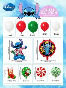 Disney 1套官方授权史迪奇气球套装，生日派对圣诞节室内外装扮可爱卡通图案气球装饰拍照背景用品，朋友家庭礼物，92个 - 藍色 - 查看 4