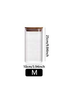 1PC Bamboo Cover Glass Container Jars For Coffee Spices Glass Jar Spice Jars Kitchen Containers Bottle Storage Organization - Multicolor - View 5