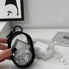 Portable PVC Cable Organizer Box,Transparent Storage Case For Chargers,Headphones,Jewelry,Compact Trave,Essential With Keychain (Great Gift For Mother's Day, Holidays) - Black - View 6