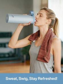 18/26/40盎司不锈钢保温运动水壶，带吸管盖，宽口双层防漏设计，保冷24小时，保温12小时 - 26oz淺藍色 - 查看 11