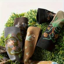 5 Pairs Of Vintage Floral Mid-Calf Socks, Fashionable And Elegant Women's Casual Socks - 5雙混色 - 查看 5