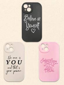 3件套多色字母印花手机壳，带摄像头保护，兼容和Galaxy智能手机 - 彩色 - 查看 38