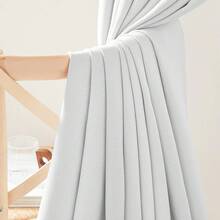 2025  Bedroom Curtains 2 Panels Sets Faux Linen Textured, Pinch Pleated Room Darkening Light/Heat Blocking Window Drapes Thermal Insulated For Living Room, Angora, W50 X L108, 2 Panels - 鉤腰帶 | 灰白色 - 查看 5