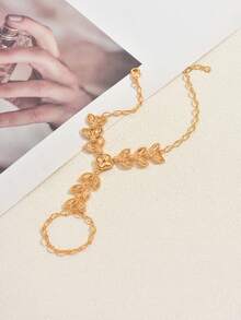 1 chiếc dây chuyền trang trí ngón tay bằng đồng mạ vàng sang trọng, phụ kiện thời trang cho đám cưới và trang phục trang trọng - Vàng - Xem 3