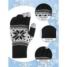 SATINIOR 9 Pares de Guantes de Invierno de Pantalla Tactil de Navidad Mitones de Punto con Estampado de Copos de Nieve - como en la foto - Ver 4
