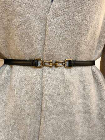 1 pezzo Cintura vintage regolabile da donna, adatta per abiti, blazer, jeans, abbigliamento casual, cintura in pelle nera di alta qualità per outfit quotidiani