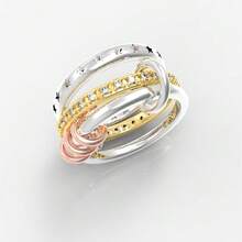 1 Set de Anillos de Cobre Incrustados con Circonita Cúbica de Varios Estilos, Anillos Chapados en Oro Dorado Que No Se Desvanecen, Set de Anillos Apilables, Mejor Joyería Decorativa para Mujeres - Multicolor - Ver 10