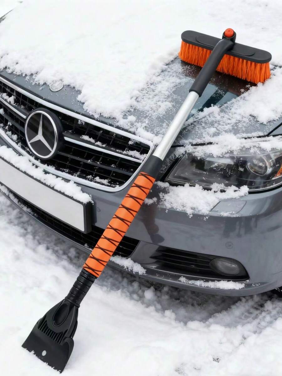 Dual Blades, Anti-Slip Grip, ABS Soft Shovel Head - Essential For Driveway & Car Winter Snow Removal - Multicolor - View 1