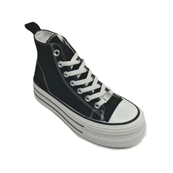 Damen Plateau-Segeltuchschuhe, hoher Schaft und dicke Sohle, moderner und bequemer Stil