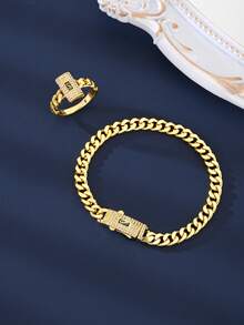 Elegant Gold Jewelry Set For Women – 4 Piece Knot Chain Necklace, Bracelet, Earrings & Ring, Luxury Gift Box Included, Perfect For Birthday, Anniversary, Valentine's Day - Vàng - Xem 7