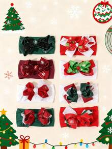 1pc Christmas Ribbon Bow Elastic Nylon Polka Dot Baby Headband Hair Accessories Set - Multicolor - View 1