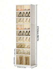 1PC 9 Layer Shoe Rack Storage Box, Easy-To-Install Transparent Shoe Rack, Shoe Storage Magic Tool, Space-Saving Shoe Storage Box, Home Organizing Supplies, Back-To-School Supplies. - White - View 2