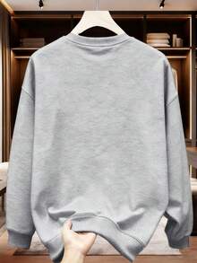 Men Winter Sweatshirt Graphic Crewneck Hoodie Skeleton Hand California Y2K Style Fleece Crewneck Hoodie Gift for Him - Gris Claro - Ver 3