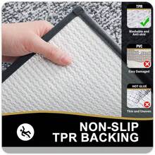 OLANLY Bathroom Rugs 30x20, Extra Soft And Absorbent Microfiber Bath Mat, Non-Slip, Machine Washable, Quick Dry Shaggy Bath Carpet, Suitable For Bathroom Floor, Tub, Shower (Medium, Dark Grey){Inchcolor_nameinch:InchDarkGreyandWhiteinch,Inchsize_nameinch:Inch30\Inchx20\Inchinch} - 深灰色和白色 - 查看 6