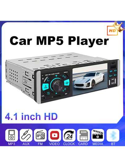  1 件 SEPTON 1 Din 4.1 英寸 IPS 触摸屏车载 MP5 播放器 USB AUX 双 USB 蓝牙彩色按钮灯 汽车音响 Fm USB AuxFM 收音机视频输出汽车立体声