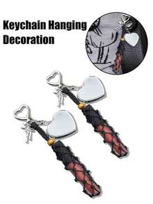 Metal Lipstick Holder Bag Charm With Replaceable& Wax Thread Net Pocket, Heart & Bow Decor Lipstick Case Keychain With Mini Mirror, Fashionable Hanging Decoration For Lip Balm & Cosmetics, Stylish Bag Pendant For Handbags & Purses, Portable Makeup Accessory For Women, Girls, Beauty Lovers & Gift-Giving,Gifts For Women,Christmas Gifts,Gift Ideas For Women