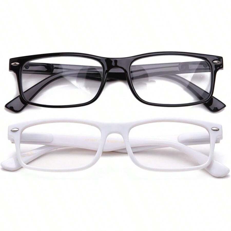 Lens Rectangle Frame Non Prescription Glasses - Fashion - Bộ 2 chiếc màu đen trắng - Xem 1