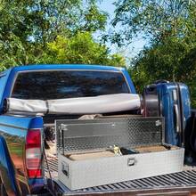 Caja de herramientas de aluminio resistente para caja de camión, caja de herramientas con placa de diamante con asa lateral y llaves de bloqueo, caja de herramientas de almacenamiento, organizador para camioneta, caja de camión, casa rodante, remolque, 48" x 15" x 15", color plateado - Plateado - Ver 9