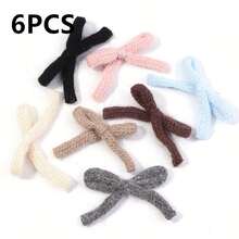 6pcs Fuzzy Yarn Woven Double-Layer Bow Mix Color, Jewelry Making Findings, DIY Hair Clips Headbands, Party Holiday Decor Home Accessories - Multicolor - View 10