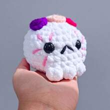 Genérico Calaverita de Azúcar Decorativa de Crochet, Hecha a Mano, Estambre Suave y Esponjoso, Blanco con Flores (Rosa) - Rosa - Ver 3