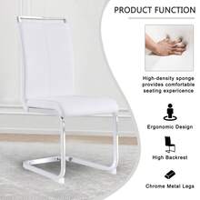 Freischwinger, Chromed Metal Frame, Supports Up To 120 Kg, Softly Padded With Synthetic Leather Cover, White. (Set, 4 Pieces)