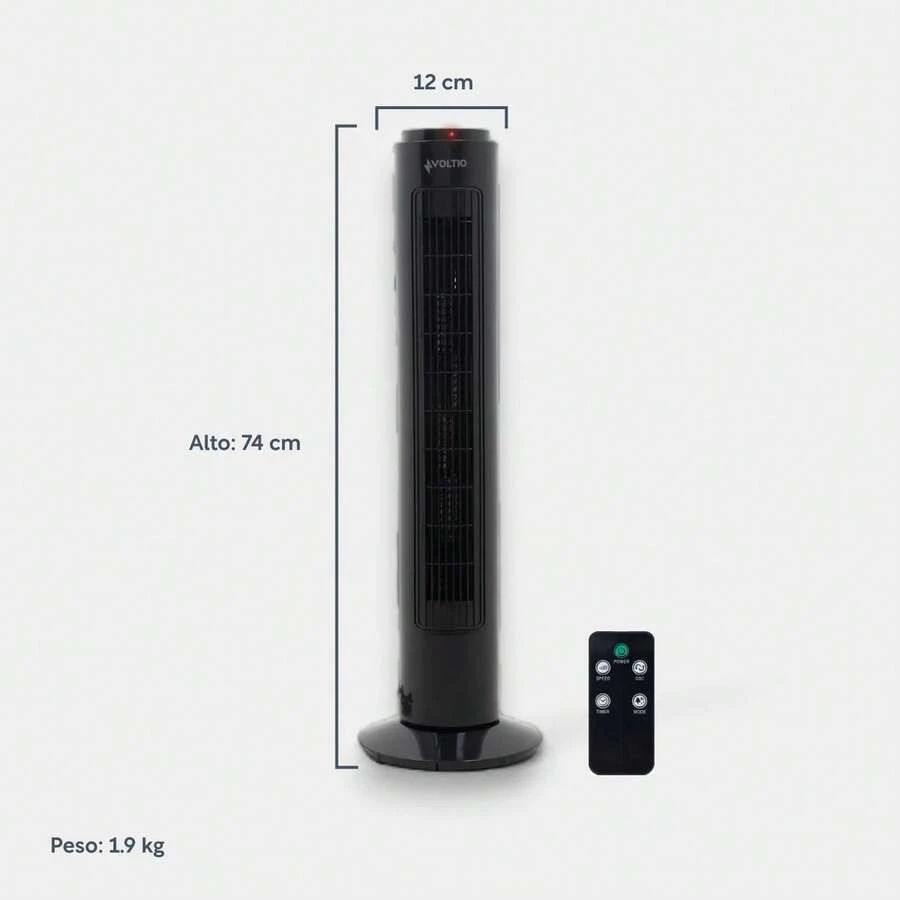 Ventilador de torre de 29 pulgadas con control remoto y función giratoria, ideal para refrescar espacios con estilo, eficiencia y comodidad. Su diseño vertical y compacto permite colocarlo fácilmente en salas, oficinas, dormitorios o estudios sin ocupar demasiado espacio. Equipado con múltiples velocidades y modos de ventilación, este ventilador se adapta a tus necesidades durante el día o la noche, ofreciendo una brisa constante y silenciosa. La función giratoria distribuye el aire de manera uniforme, creando un ambiente más agradable en todo el entorno. El control remoto facilita su operación desde cualquier punto de la habitación, brindando una experiencia práctica y sin interrupciones. Perfecto para quienes valoran el confort y el diseño contemporáneo, este ventilador combina estética, rendimiento y versatilidad en un solo producto. Transforma tu espacio en un oasis fresco y funcional con este aliado moderno. - Tipo de Enchufe A USA (110-127V) - Ver 1