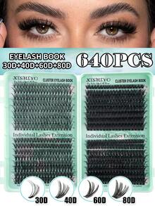 640/576/432pcs Faux Mink Eyelash Clusters, High Capacity, 30D-160D Curly D-Curl, 8-18mm, DIY Eyelash Clusters, Natural Look, Thick & Long, Ultra Soft & Lightweight, Reusable, Individual Segment Lashes, Eyelash Extension Kit, Suitable For Home Or Outdoor Use, Applicable For Daily Life, Wedding, Date, Party, Music Festival, Travel, Spring Occasions. Eyelash Cluster Set, Eyelashes, False Eyelashes - D - 查看 13