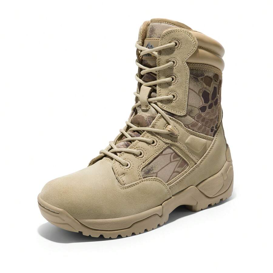 Mens Military Tactical Work Boots Hiking Side Zip Leather Outdoor Motorcycle Combat Boots Response