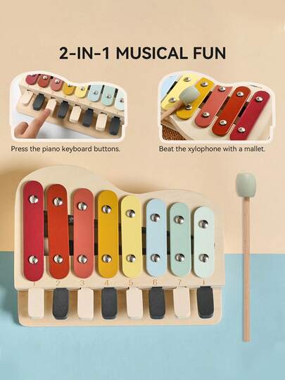 Baby Music Education Toy 2-In-1 | Musical Instrument With Sheet Music | Educational And Fun Music Toys | Early Childhood Education Percussion Instrument Toys, Xylophone Drums, Sensory Toys, Baby Girl Birthday Gifts, Boys And Children