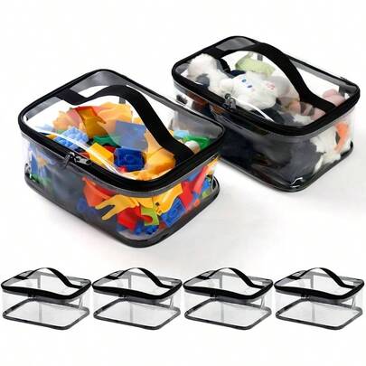 6 Packs Storage Bags, 27x 17x 3 Transparent PVC Organizing Bags With Zipper - Waterproof Storage Organizer Pouch Building Blocks, Board Games, Puzzles