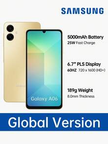 Samsung Galaxy A06 4G 智慧型手機 (4GB+128GB) (6GB+128GB) (4GB+64GB) | 6.7 吋 HD+ 大螢幕 | 50MP 三鏡頭相機 | 5000mAh 長效電池 | 側邊指紋辨識 | Android 系統升級 | 多工處理效能 | 健康與數位福祉 | 時尚設計 | 4G LTE 網路連接 | USB Type-C 介面 | 適合串流、辦公與攝影 - 金色 - 查看 2
