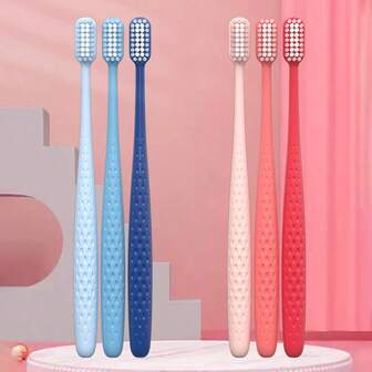 3/6支装手动软毛牙刷渐变色情侣牙刷成人款