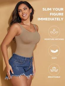 Áo thể thao nữ cổ tròn không đường may, ôm dáng, thích hợp mặc mùa hè. - Lạc đà - Xem 4