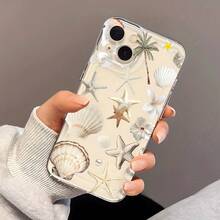 Una funda transparente para iPhone con un diseño simple y elegante, decorada con patrones de estrellas de mar, cocoteros y conchas. - Colores mixtos - Ver 9