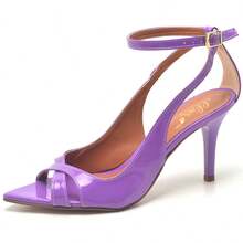 Women's Sandals With Thin Medium Heel And Leaf Toe - 紫色 - 查看 8