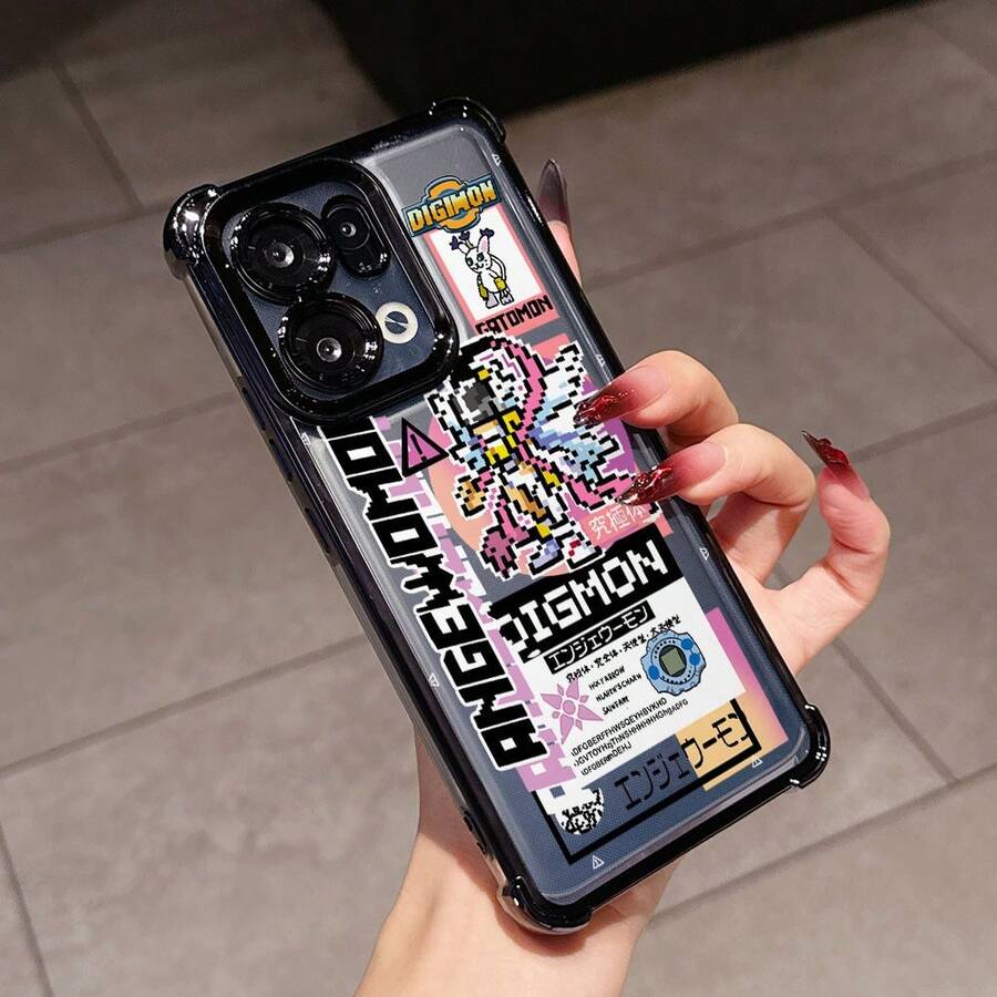 Funda de Teléfono de Estilo Pixel de Lujo de Moda, Compatible con OPPO Reno 14, 14F, 13F, 12F, 11F, 13, 12, 11 F Pro, 4G, 5G – Panel Trasero Transparente a Prueba de Golpes con Marco Electrochapado - Mezcla de colores - Ver 1