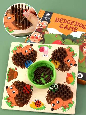木制刺猬拼图游戏，儿童早期教育感官发展玩具，精细动作技能和感官训练
