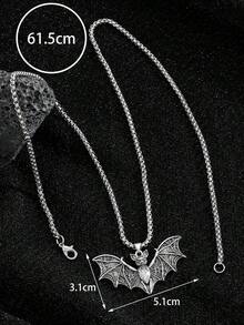 This Vintage Gothic Bat Pendant Necklace Is A Unique Hip-Hop Punk Style Suitable For Both Men And Women To Wear On Everyday Occasions And Holidays. It's Also The Perfect Gift For A Good Friend. - 復古銀色 - 查看 5
