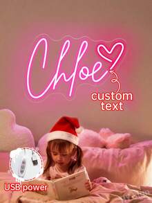 Spersonalizowany neonowy znak z napisem LED na Boże Narodzenie - spersonalizowany neonowy znak z imieniem dla dziewcząt, prezenty świąteczne, dekoracje do domu i pokoju dziecięcego, neon z motywem miłości, spersonalizowany neonowy znak świetlny odpowiedni do dekoracji na Halloween, urodziny, świąteczny prezent świetlny, prezent urodzinowy