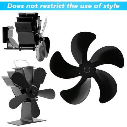 5-Blade Aluminum Alloy Stove Fan Blades, Heat-Powered, Firewood Burning Stove Heat Circulation Accessories