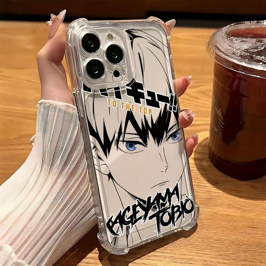 Funda para teléfono con temática de anime de Haikyuu, compatible con modelos de 17, 16E, 16, 15, 14, 13, 12, 11,, Pro,,, X, XR, XSMAX, 8 y Plus.Cuenta con una cubierta trasera transparente y suave diseñpara evitar caídas.17  17promax - transparente - Ver 1