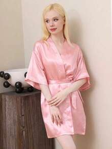 قطعة واحدة من بشرودة نسائية أنيقة بلون أحادي للربط للخريف/الشتاء، ملابس داخلية ساتان حريرية ناعمة وقصيرة، مناسبة للعروس وصديقات العروس والاستخدام المنزلي