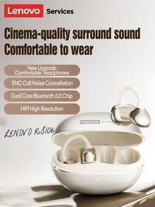 Lenovo Comfortable Wear Bluetooth Headphones, High-Quality Surround Sound - Beige - View 13