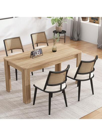 Pu Seat Cushion Rattan Chair, Beige, Black, Restaurant, view 2