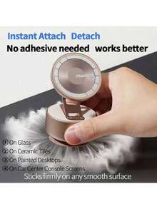 KH20 Vacuum Magnetic Electric Car Phone Holder: Vacuum Adsorption For Anti-Slip And Anti-Shake Properties; Magnetic Connection For Easy Placement And Removal; Electric Operation For Improved Efficiency; Desert Gold Color.