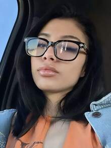 1 Pair Oversized Square Vintage Versatile Transparent Eyeglasses, Full Frame Personalized Women's Flat Lens, Suitable For Travel, Vacation, Daily Wear And Decoration. Vintage Personalized Transparent Glasses, Oval Versatile Flat Lens - 009065-black - View 4