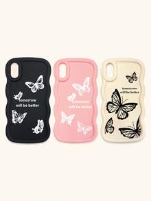 3pcs Luxury Creative Butterfly Print Matte Soft Phone Case, Compatible With IPhone & Galaxy Phones - Multicolor - View 30